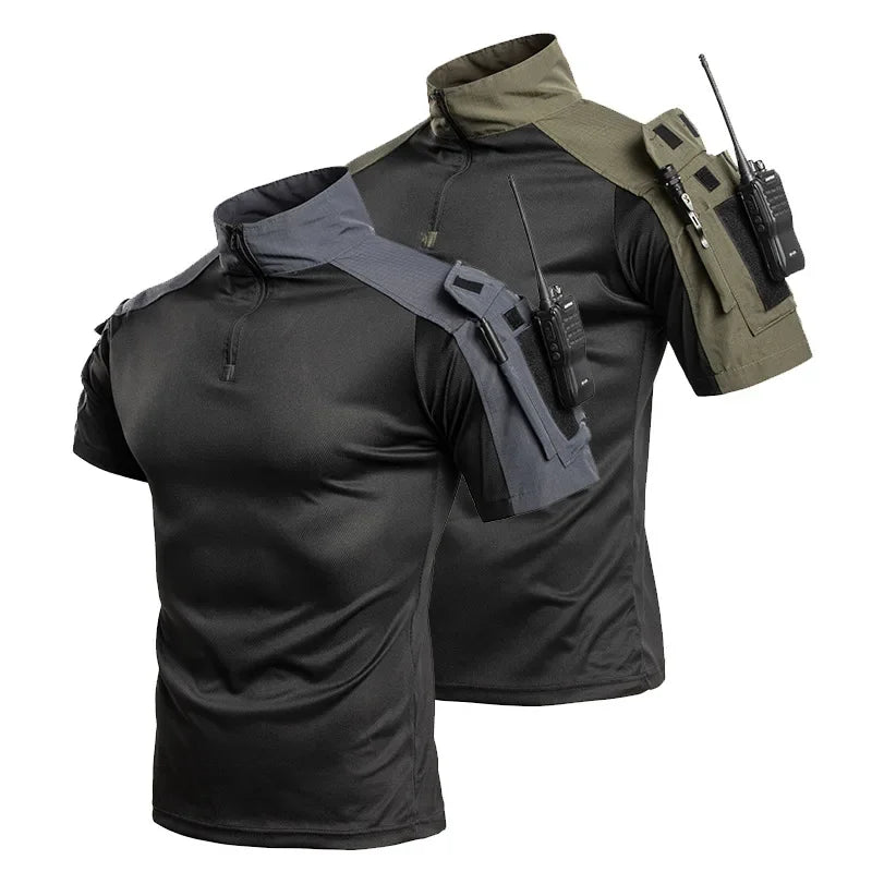 UETEEY Men's Tactical Combat Shirt – Short Sleeve 1/4 Zip Quick-Dry | Airsoft & Outdoor