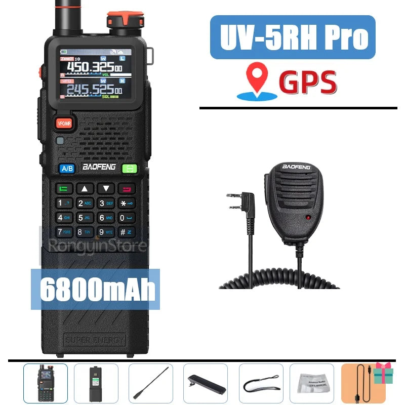 Baofeng UV-5RH Pro GPS Walkie Talkie – 10W Full Band, Type-C, Wireless Copy