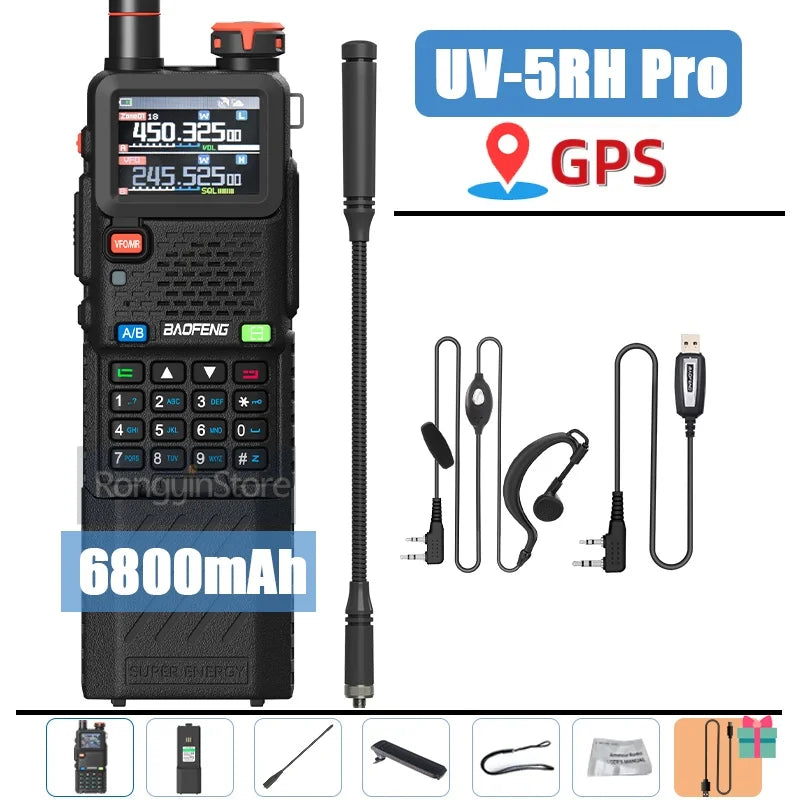 Baofeng UV-5RH Pro GPS Walkie Talkie – 10W Full Band, Type-C, Wireless Copy