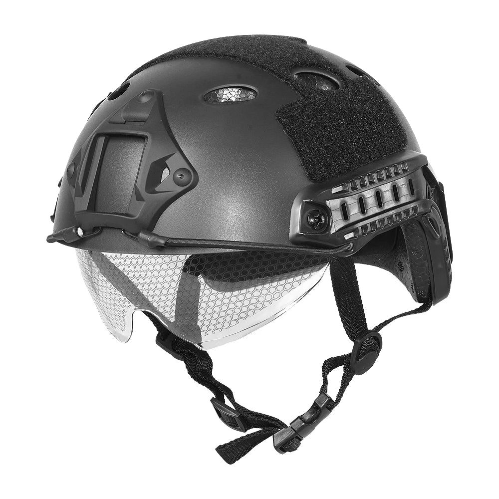 BOOIU Tactical FAST Helmet with Flip-Up Goggle – MH / PJ Style
