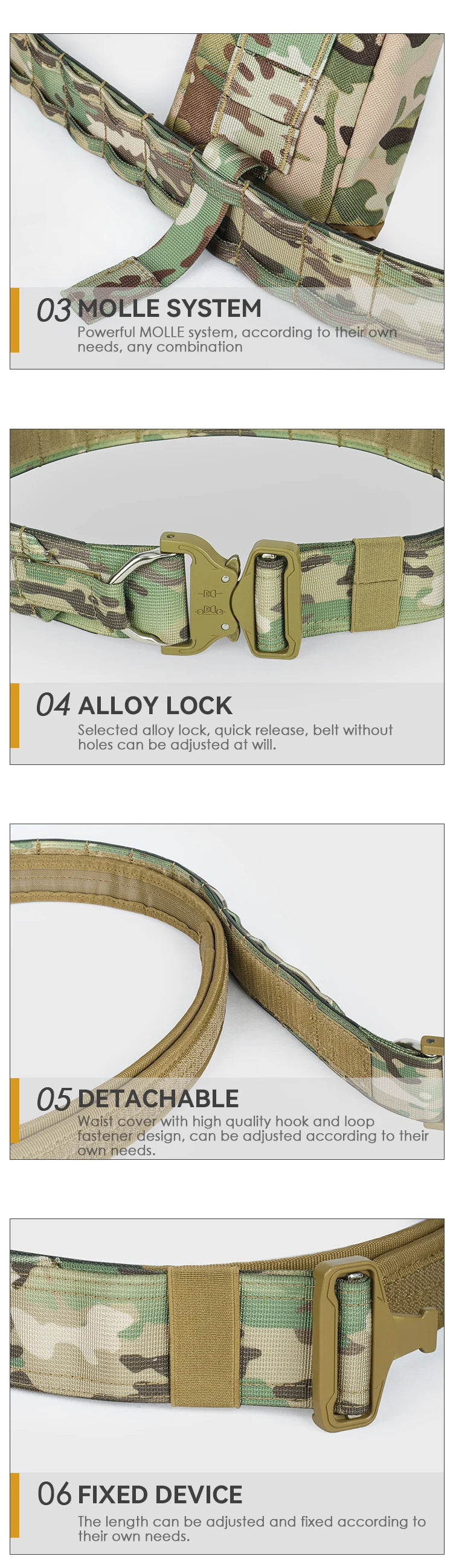 Outdoor Tactical Duty Belt 7-in-1 – MOLLE Battle Belt with Pouches | Law Enforcement & Airsoft