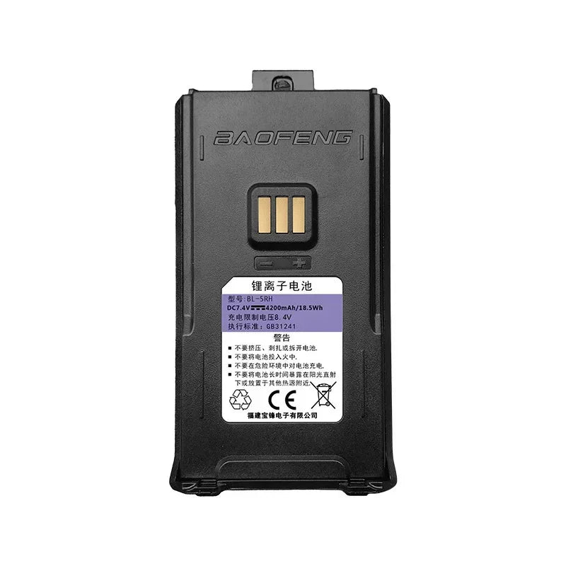 For Baofeng UV-5RH Radio Battery USB C High Capacity Rechargable Batterior Tri-Band 999Ch Frequency FM Ham Walkie Talkie Battery