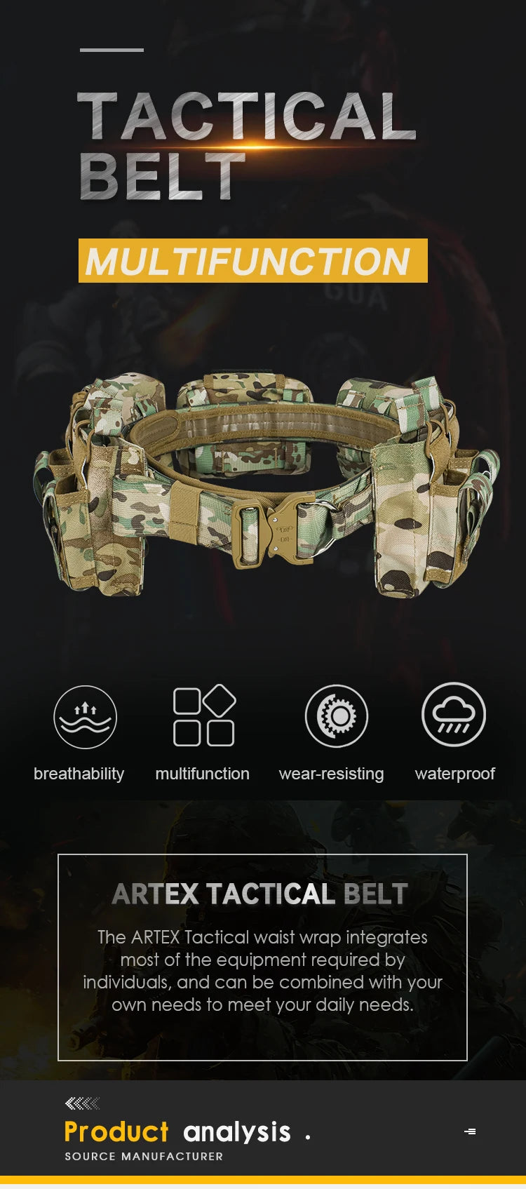 Outdoor Tactical Duty Belt 7-in-1 – MOLLE Battle Belt with Pouches | Law Enforcement & Airsoft