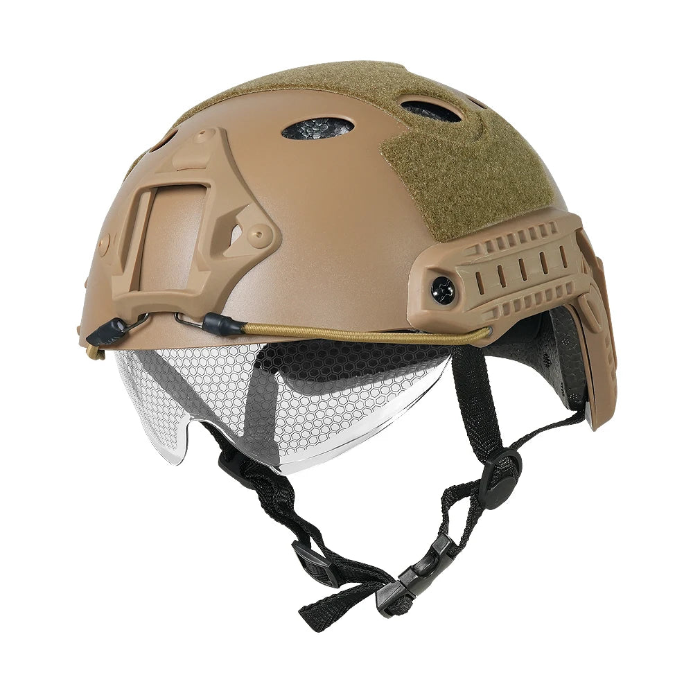 BOOIU Tactical FAST Helmet with Flip-Up Goggle – MH / PJ Style