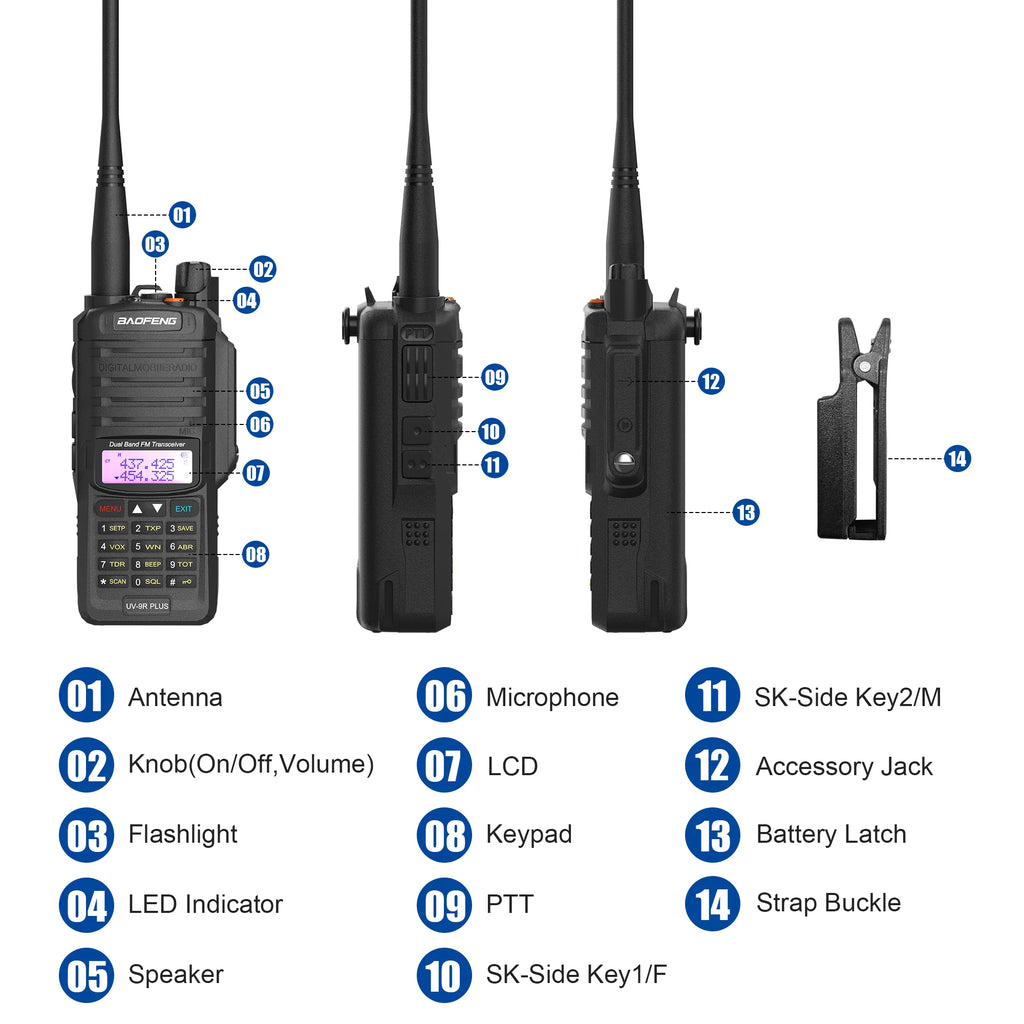Baofeng UV-9R Plus Walkie Talkie IP67 Waterproof High Capacity Long Range 5-10KM Portable Type-C Optional FM Upgraded of UV-9R