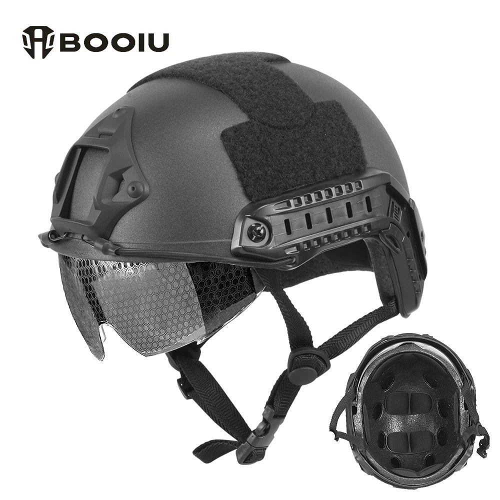 BOOIU Tactical FAST Helmet with Flip-Up Goggle – MH / PJ Style