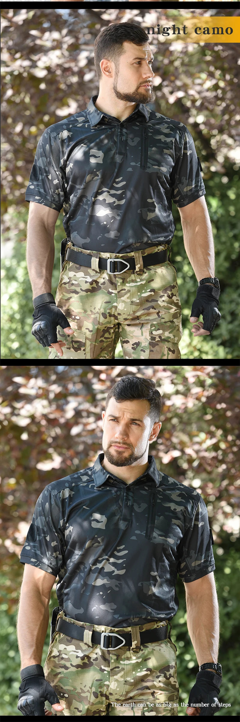 HAN WILDC Tactical Camo Combat T-Shirt – Quick-Dry with Hidden Pockets | Airsoft & Hunting