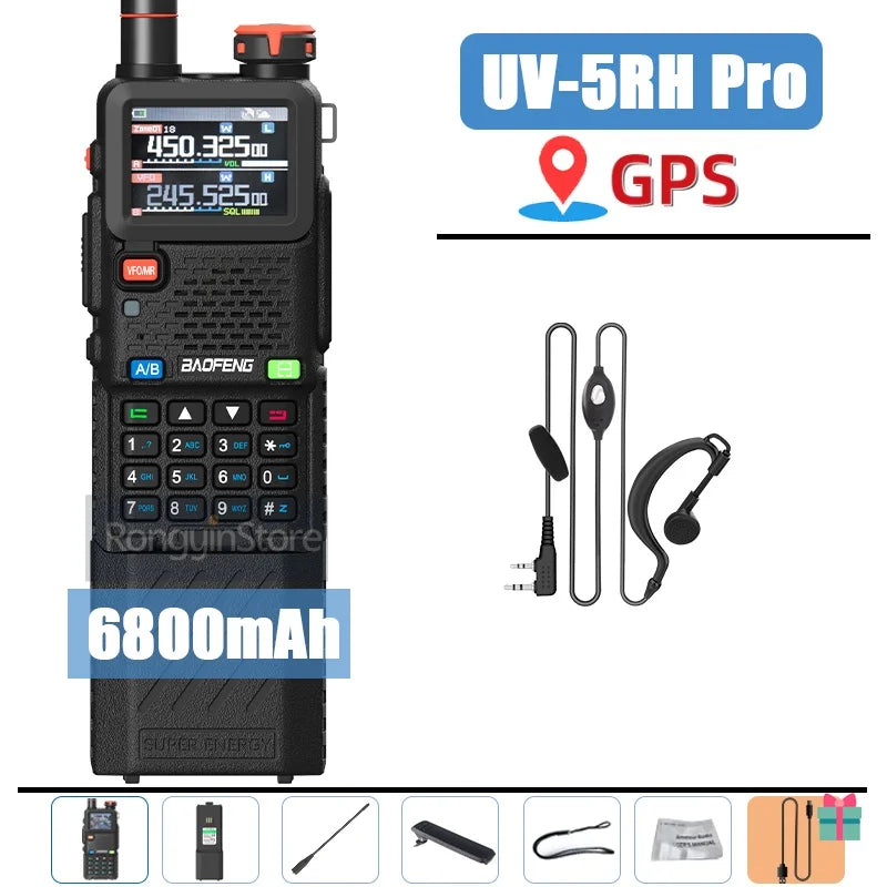 Baofeng UV-5RH Pro GPS Walkie Talkie – 10W Full Band, Type-C, Wireless Copy