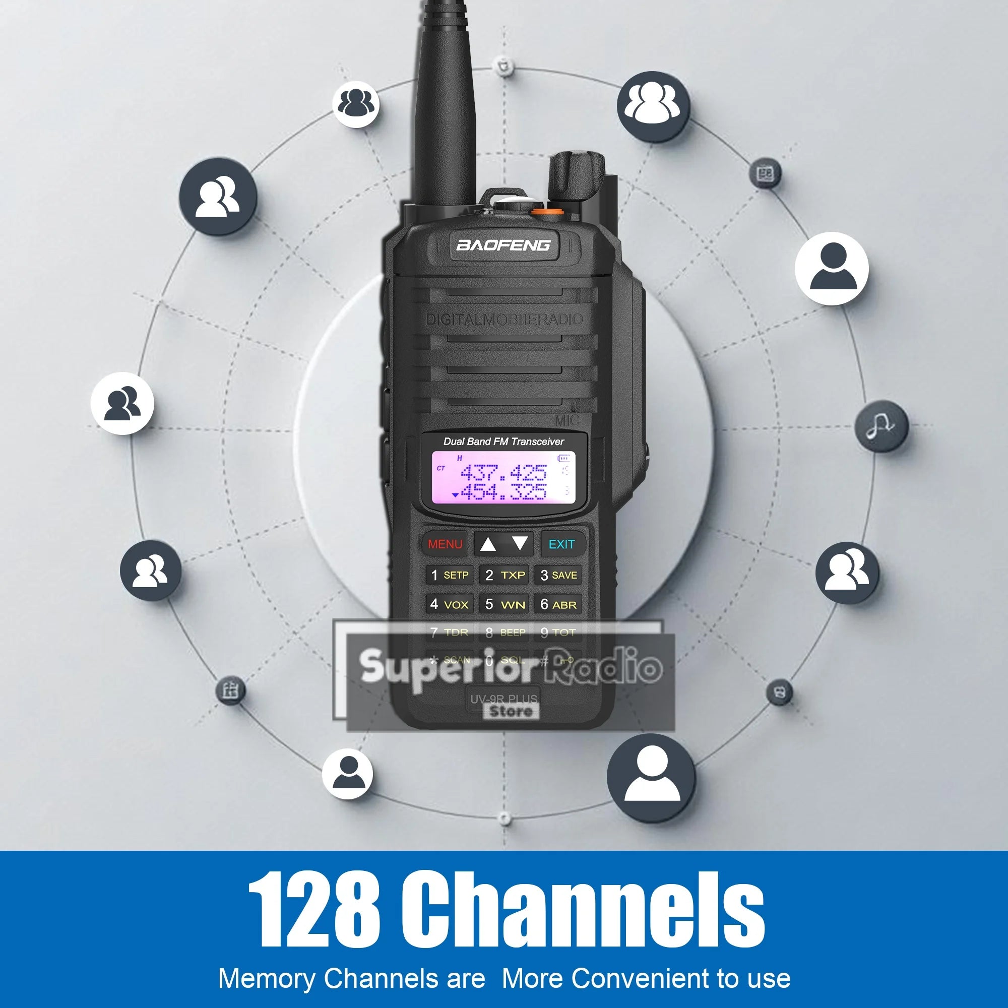 Baofeng UV-9R Plus Walkie Talkie IP67 Waterproof High Capacity Long Range 5-10KM Portable Type-C Optional FM Upgraded of UV-9R