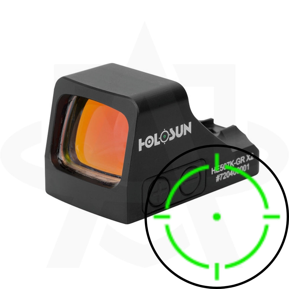 Holosun HS507K-X2 | Compact Pistol Sight for CCW | 2 MOA Dot & 32 MOA Circle (Red & Green) | Shake Awake & 50,000 Hours Battery | IP67 Waterproof