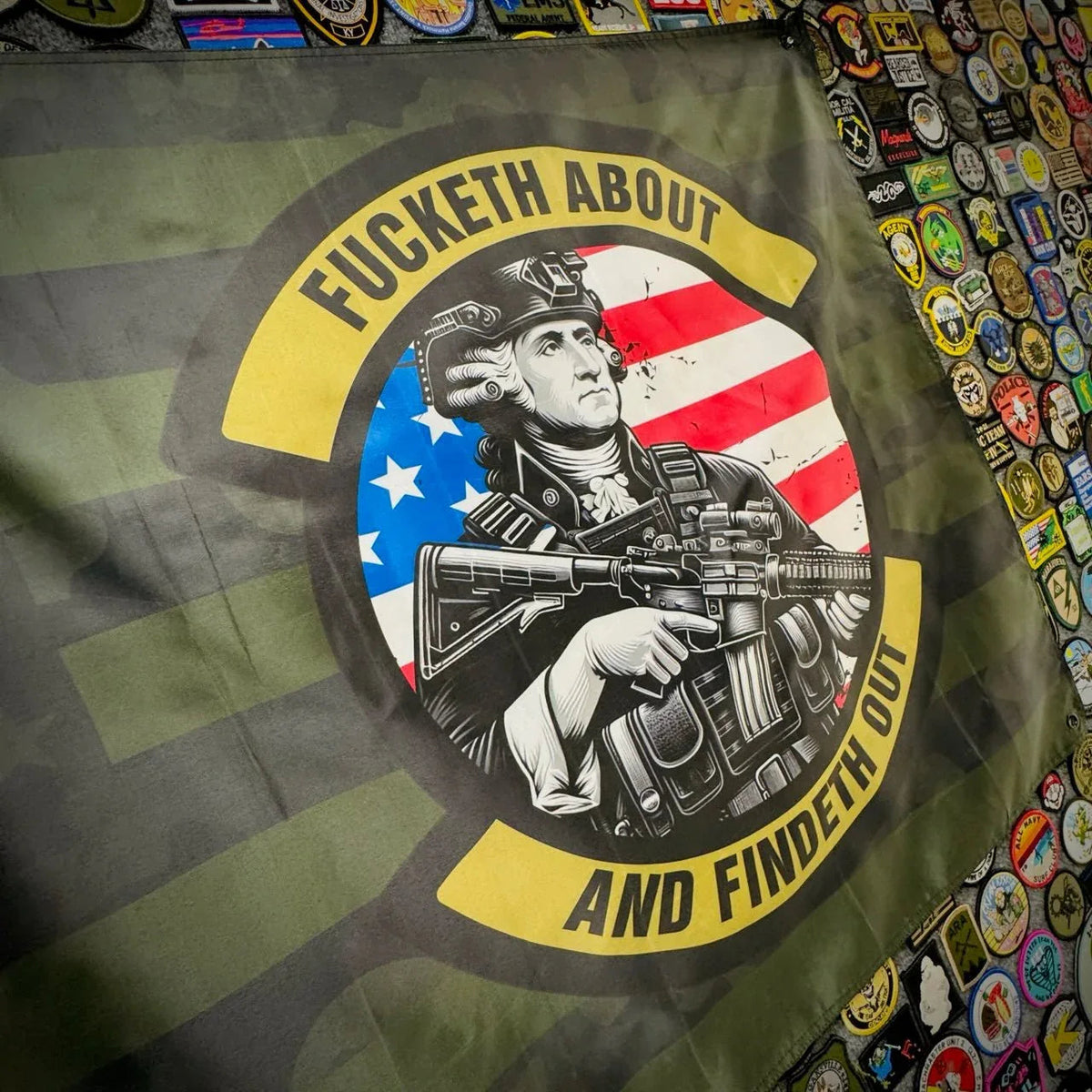 Fucketh About And Findeth Out / US Flag - 3'x5' - TGJ Wall Banner